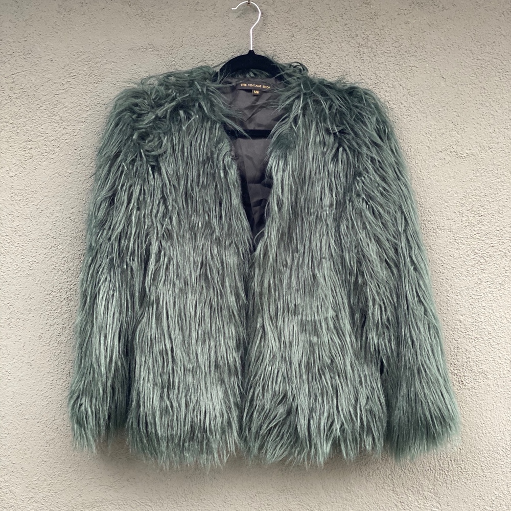 The Vintage Shop Green Faux Fur Jacket
